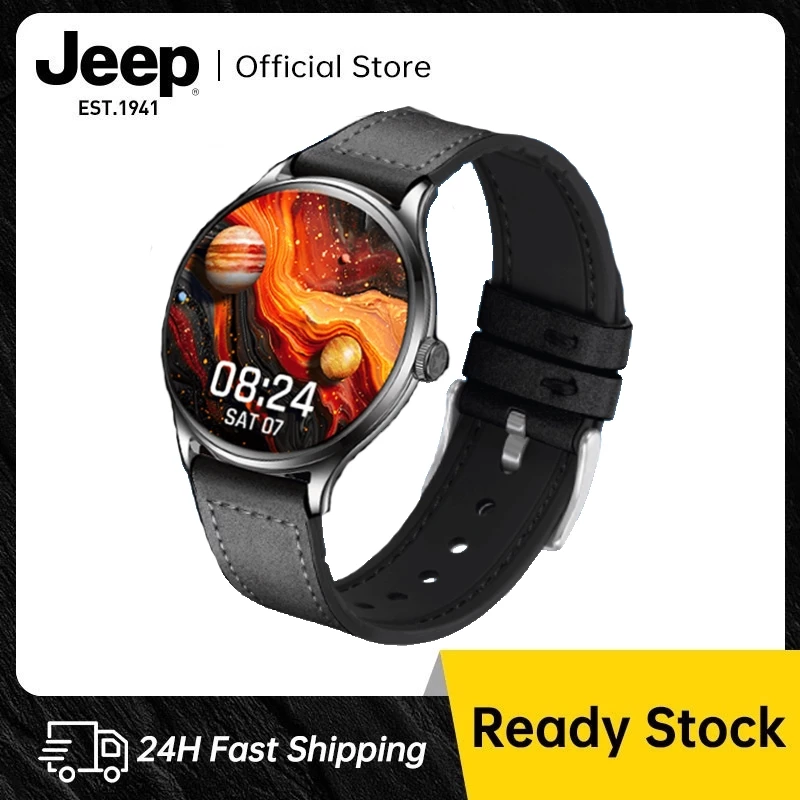Jeep P12 นาฬิกาสมาร์ทวอทช์ ผู้ชาย หน้าจอ AMOLED รับสายโทรได้ นาฬิกาวัดความดันโลหิต เครื่องวัดอัตราการเต้นของหัวใจ กันน้ํา บางเฉียบ Smartwatch