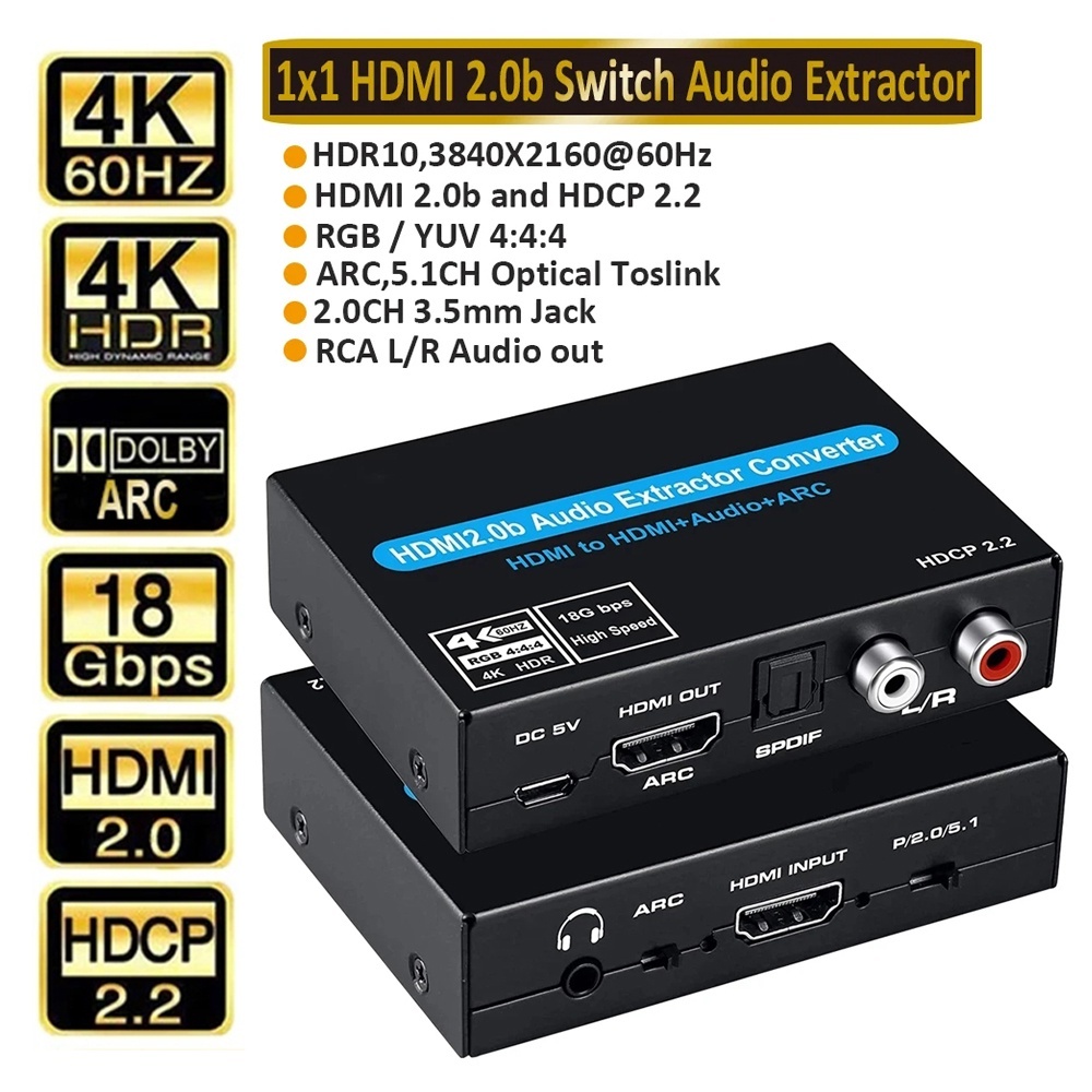 Earc/arc Audio Extractor HDMI eARC ARC Audio to HDMI SPDIF Optical L/R ...