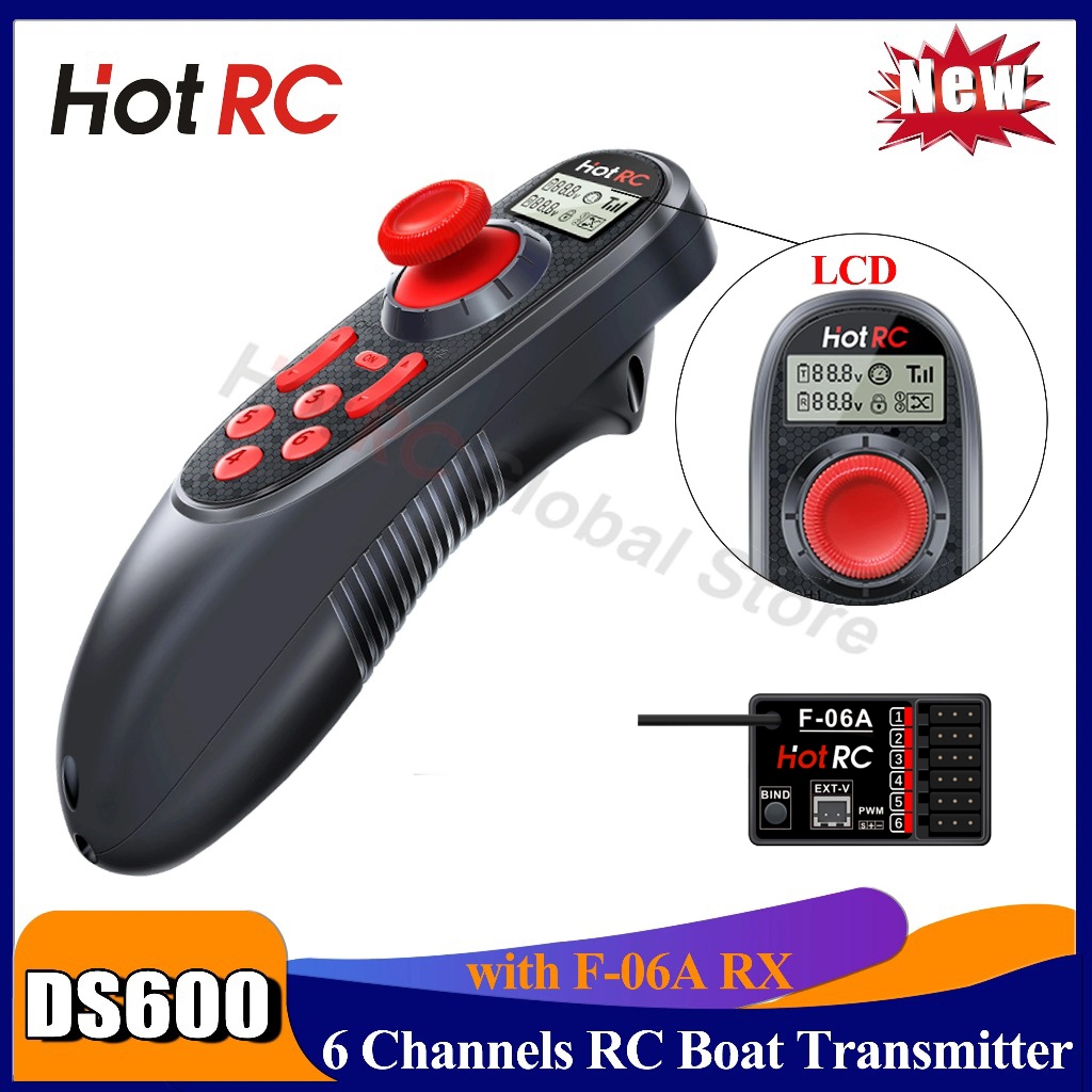 Hotrc DS-600 6CH 2.4GHz ระบบวิทยุส่งสัญญาณ รีโมตควบคุม พร้อมตัวรับ ...