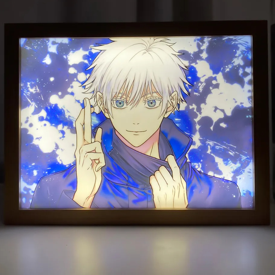 Perfect Jujutsu Kaisen Satoru Gojo Art ภาพวาดออกแบบ 3D Night ไฟ LED 3 ...