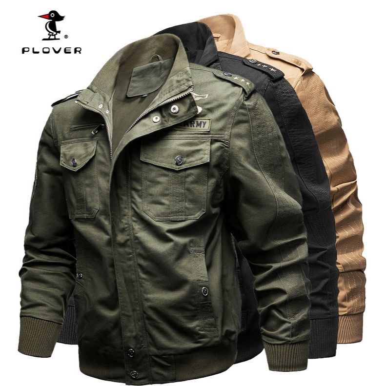 Plover Mens Cargo Jacket Classic Retro Multi-Pocket Air Force Flight ...