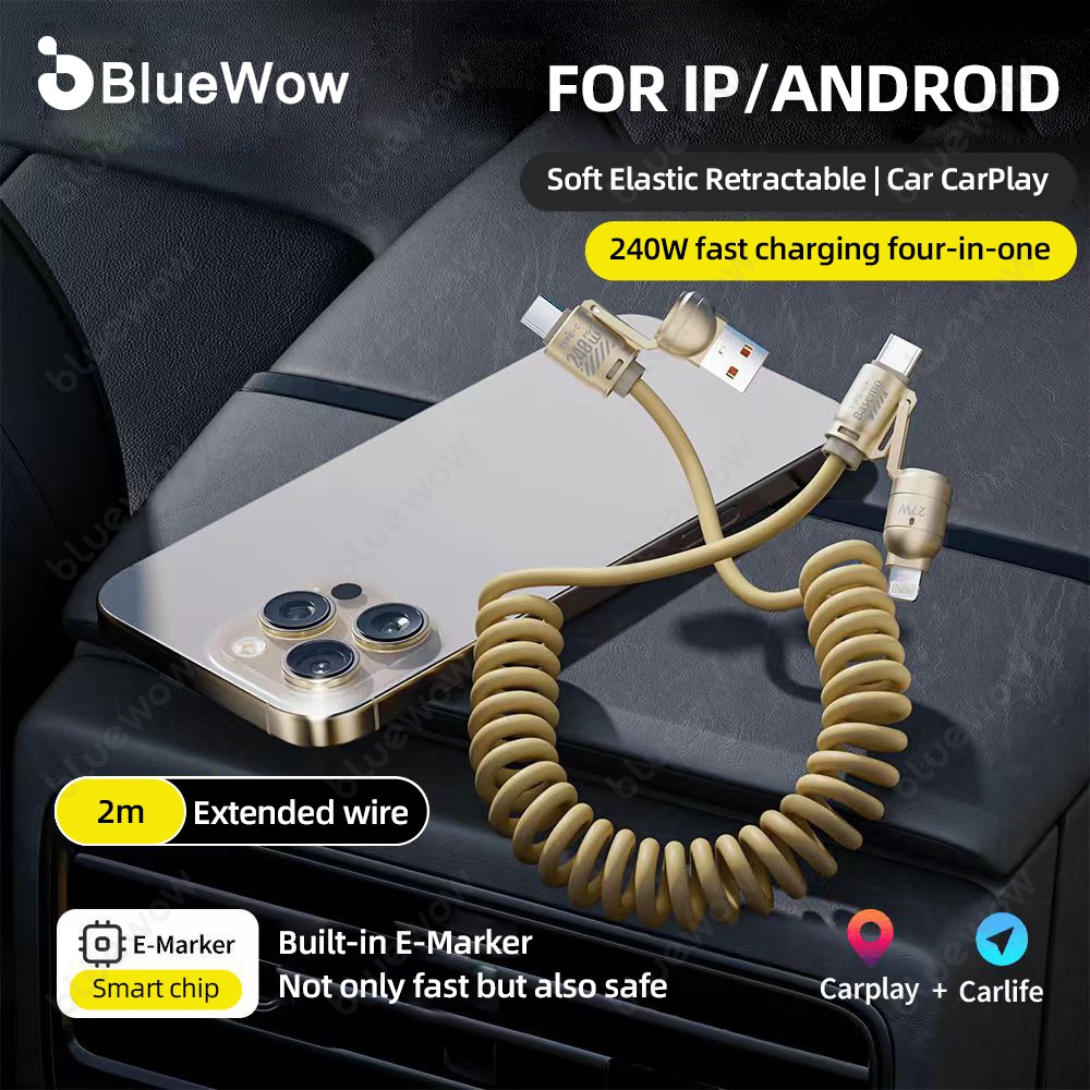 Bluewow Spring wire fast charging data cable ใช้งานร่วมกับ iP charger ...