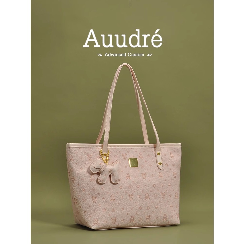 Auure สีชมพูขนาดใหญ่-ความจุกระเป๋าผู้หญิง 2026 สไตล์ใหม่ Casual Commuter Shoulder Tote Bag