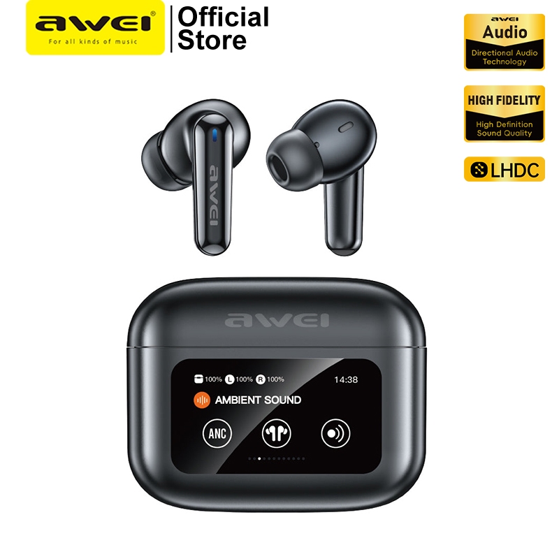 Awei T56 หูฟังบลูทูธไร้สาย หน้าจอสัมผัสอัจฉริยะ ANC เบสหนัก Bluetooth 5 ...