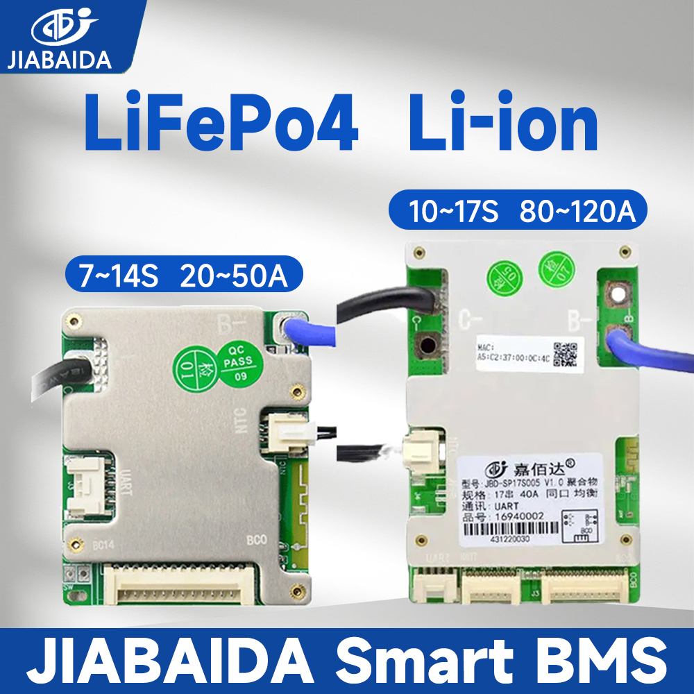 Jbd สมาร์ท BMS 7S 8S 10S 13S 16S 17S LiFePo4 Li-ion 20A 40A 50A 60A BT ...