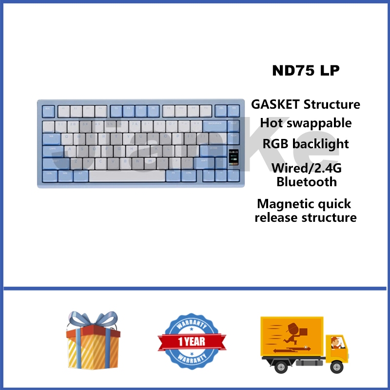 Ndnh ND75 LP อลูมิเนียมคีย์บอร์ดไร้สาย 75% Hot swappable RGB GASKET ...