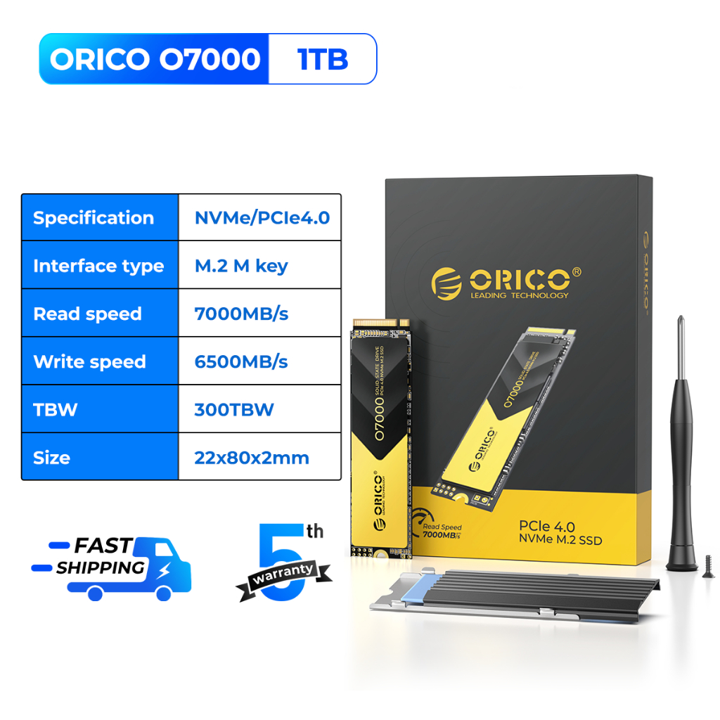 ORICO M.2 NVMe SSD PCIe 4.0 Up to 7000MB/s 1TB 2280 PCIe 4.0x4 For