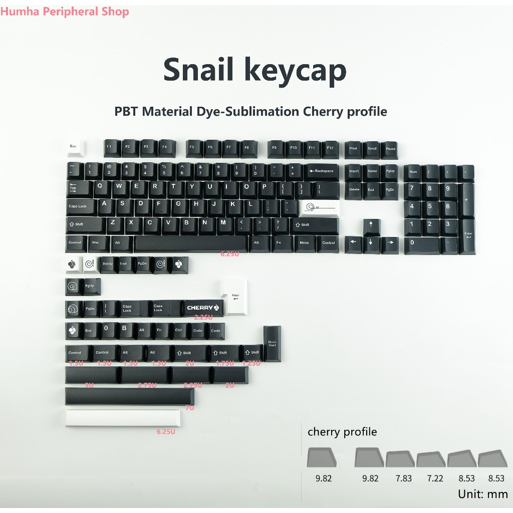 Humha Snail keycaps วัสดุ PBT Dye-Sublimation โปรไฟล์เชอร์รี่คีย์บอร์ด ...