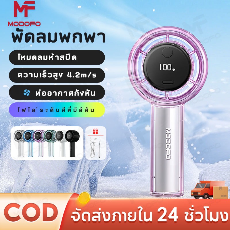 MODOFO พัดลมพกพา มินิแฟน จอแสดงผล LED พัดลมมือถือ ความเร็วสูง ทํางาน ...
