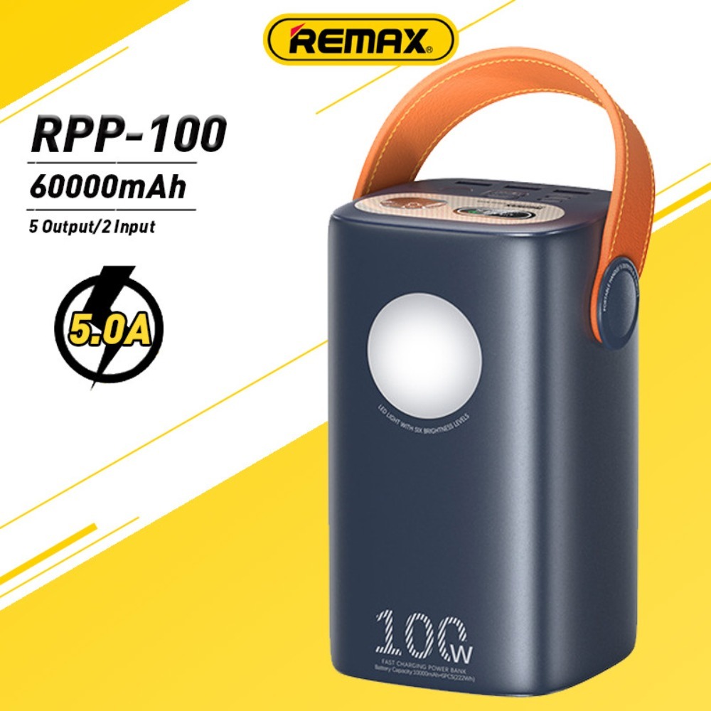 Remax 60000mAh Powerbank ความจุขนาดใหญ่ 100W PD+QC LED Fast Charging ...