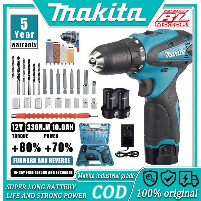 ‌Makita DF330 สว่านลิเธียมไอออนไร้สาย 12V เกรดอุตสาหกรรม | ไขควงไฟฟ้า 2 ...