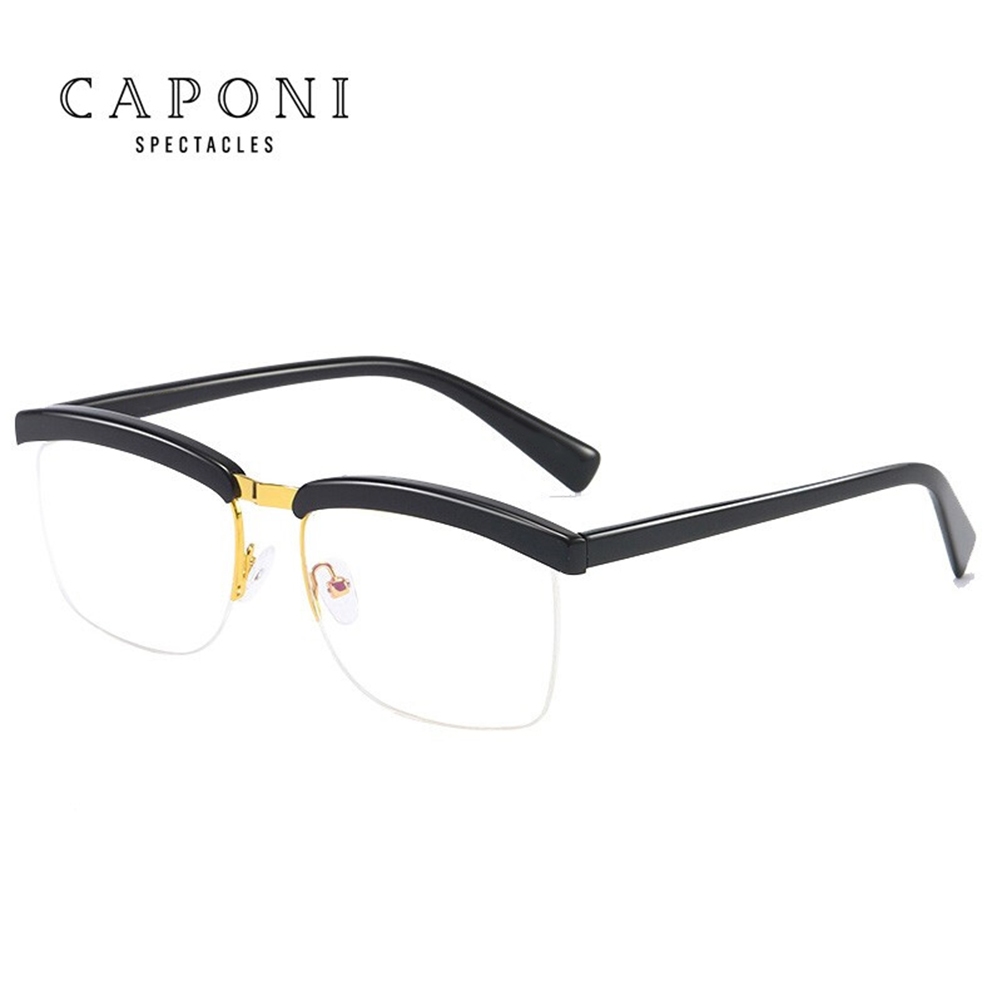 Caponi Tom Hardy Legend แว่นตาผู้ชายครึ่งกรอบแว่นตาคอมพิวเตอร์กรอบ Blue