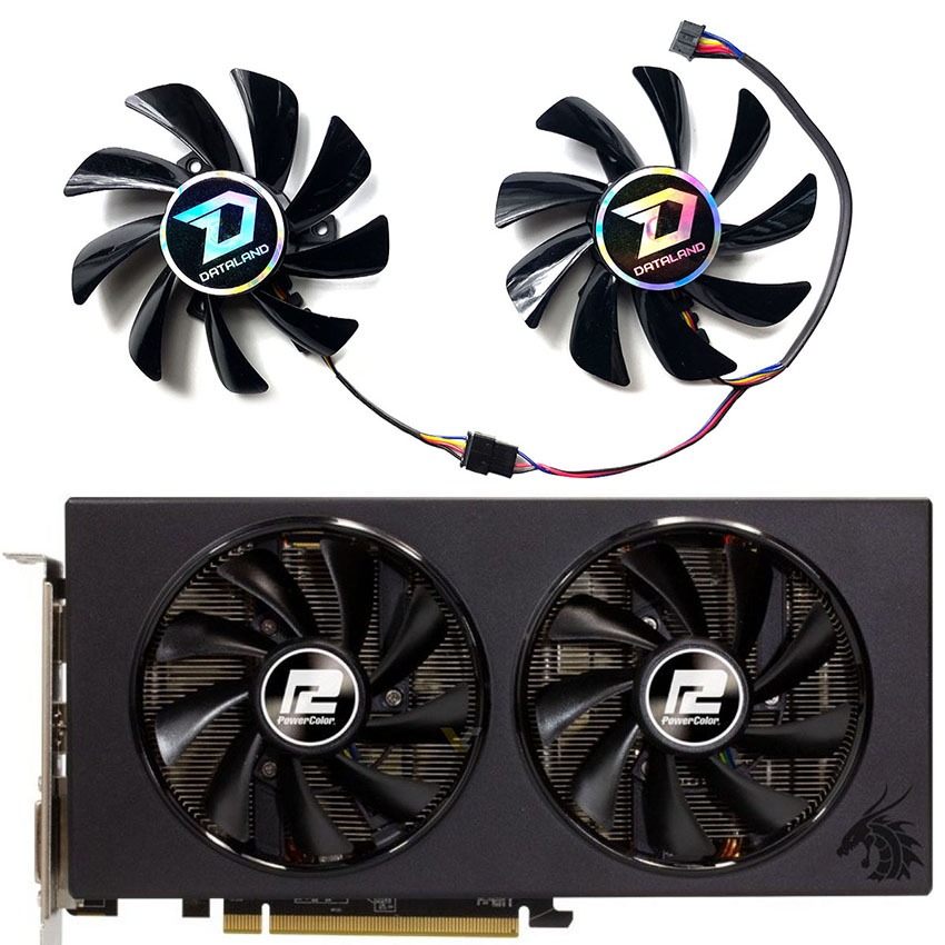 พัดลมระบายความร้อนการ์ดจอสําหรับ POWERCOLOR RX590 8GB Red Dragon ...