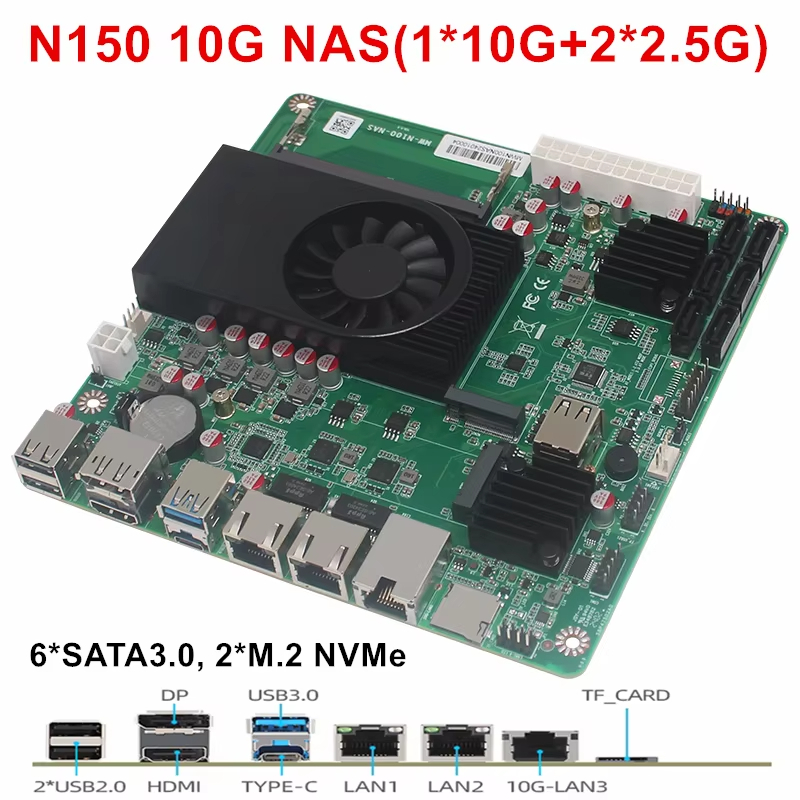 Intel N150 i3 N305 6-Bay NAS เมนบอร์ด 1*10G SFP 2*i226-V 2.5G 6*SATA3.0 ...