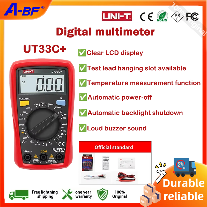 Uni-t UT33+ Series UT33A + UT33B + UT33C + UT33D + มัลติมิเตอร์แบบ ...