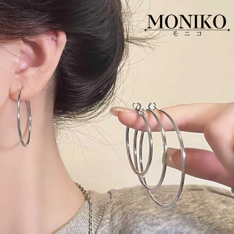 MONIKO Y2K 3-7CM ต่างหูห่วงใหญ่สไตล์ยุโรปและอเมริกา ไม่ซีดจาง | Shopee ...