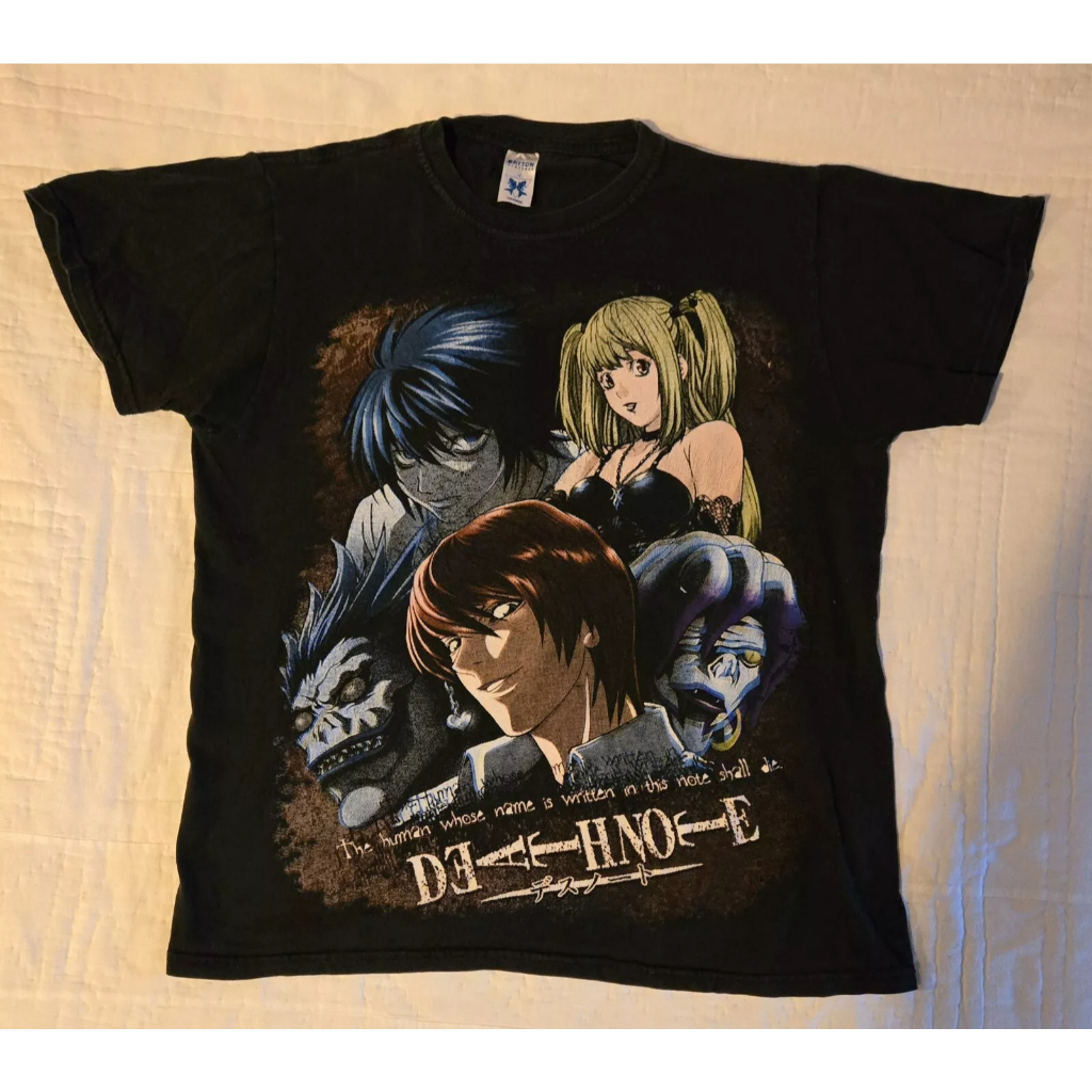 Death Note T เสื้อ Vintage Anime Y2K Goth Faded Black Mens Grande ...