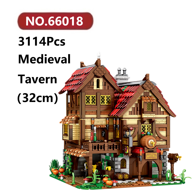 ยุคกลาง Tavern Building Blocks 3114 ชิ้น Reobrix สถาปัตยกรรมอิฐของเล่น ...