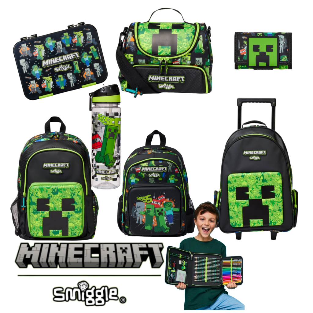 [ใหม่] Smiggle Minecraft กระเป๋านักเรียนเด็กสไตล์คลาสสิก Smiggle ของแท้ ...