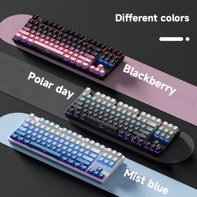Meta K870 คีย์บอร์ดแบบมีสายสําหรับเล่นเกมพร้อมไฟสีรุ้ง 87 คีย์คีย์บอร์ด ...