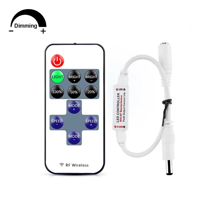 12v สีเดียว led Dimmer Controller 24V DC 11keys Mini RF รีโมทไร้สาย ...