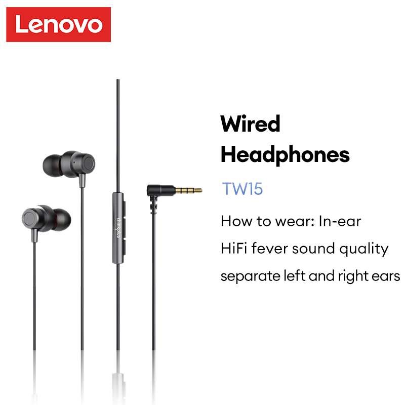 Lenovo TW15 PRO หูฟังแบบมีสาย หูฟังอินเอียร์ L-plug 360° เสียงรอบทิศทาง ...