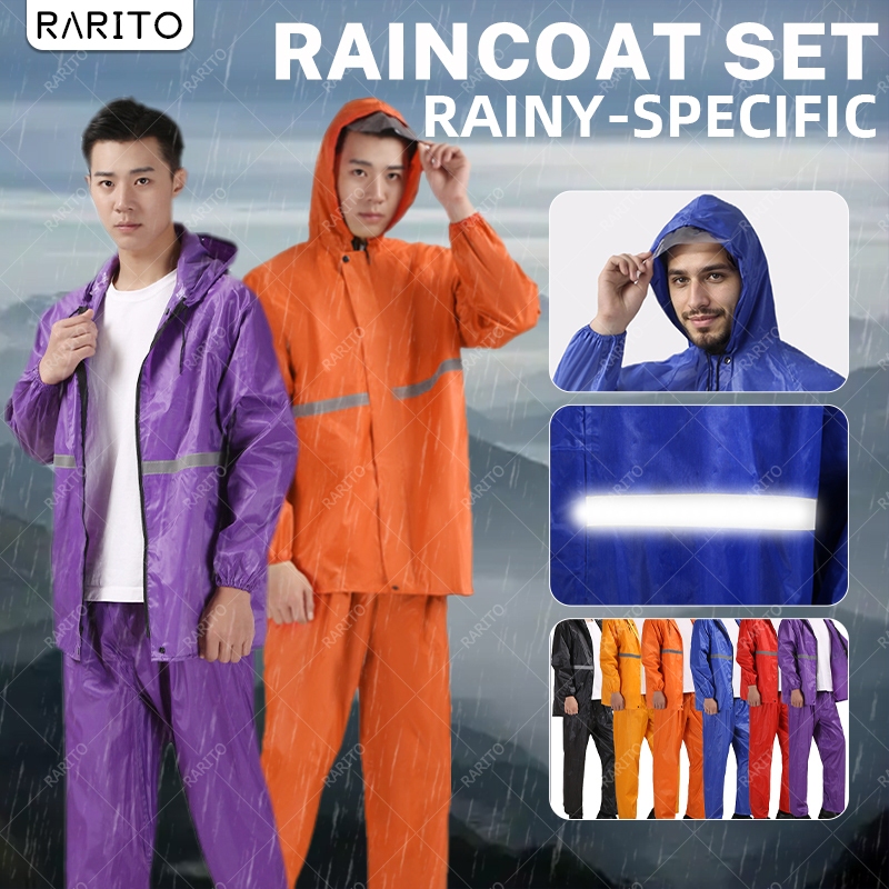 RARITO ชุดกันฝน เสื้อกันฝน มีแถบสะท้อนแสง Waterproof Rain Suit พรีเมี่ ...