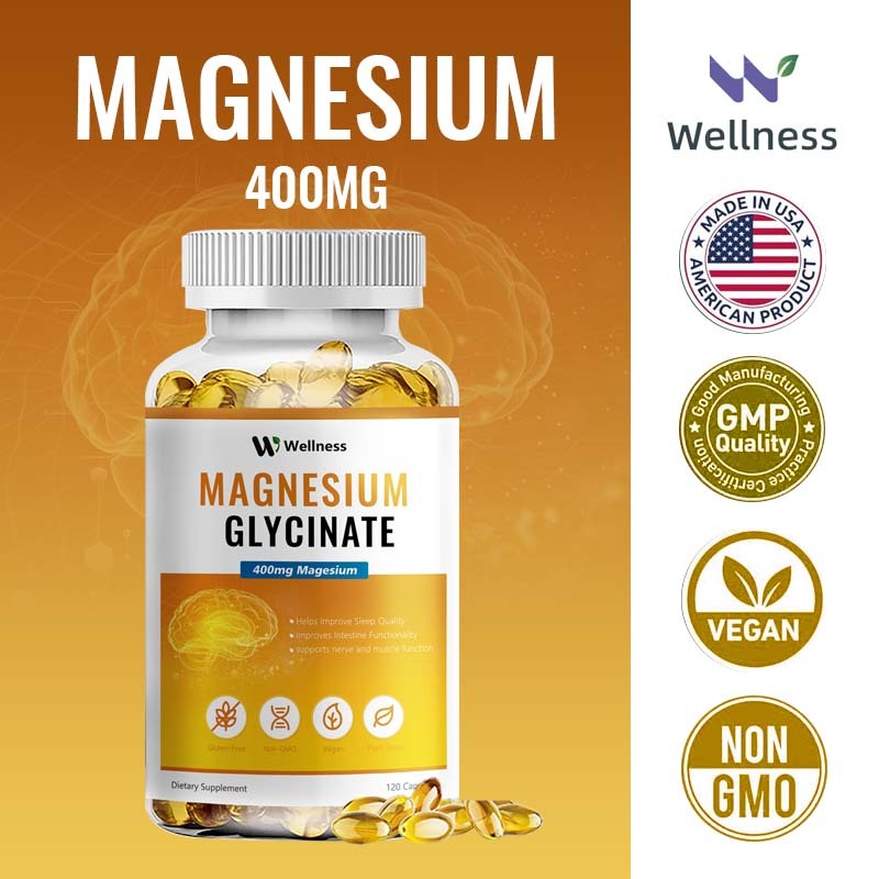Wellness Magnesium Glycinate 400 มก. พร้อมวิตามิน D3 และ B6 บรรเทาความ ...