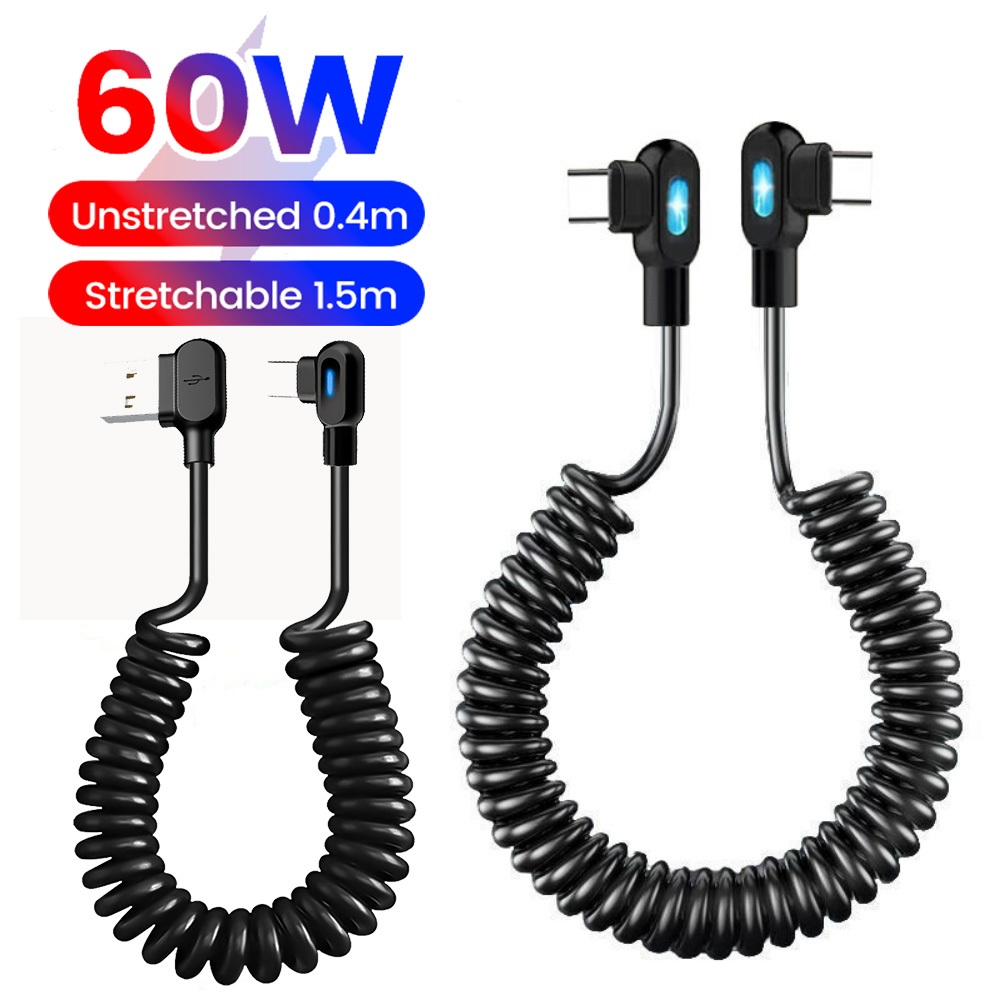 Twitch Retractable PD60W Fast Charging Type C ถึง Type C สาย 1M 1.5M ...