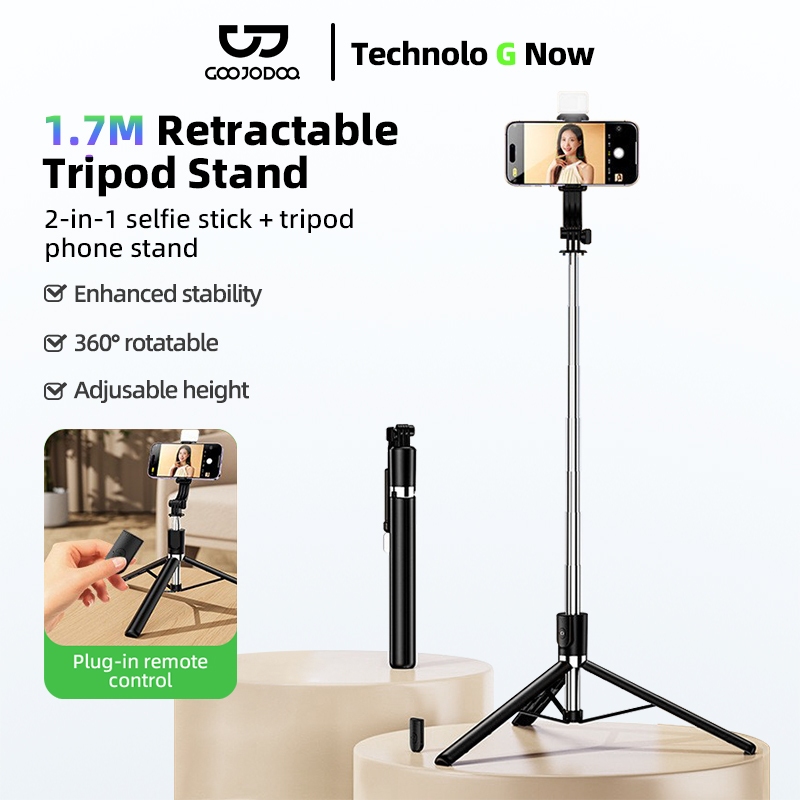 GOOJODOQ ไม้เซลฟี่ 2-in-1 รีโมทคอนโทรลในตัวความยาวแบบพับได้ Essential สําหรับการเดินทาง