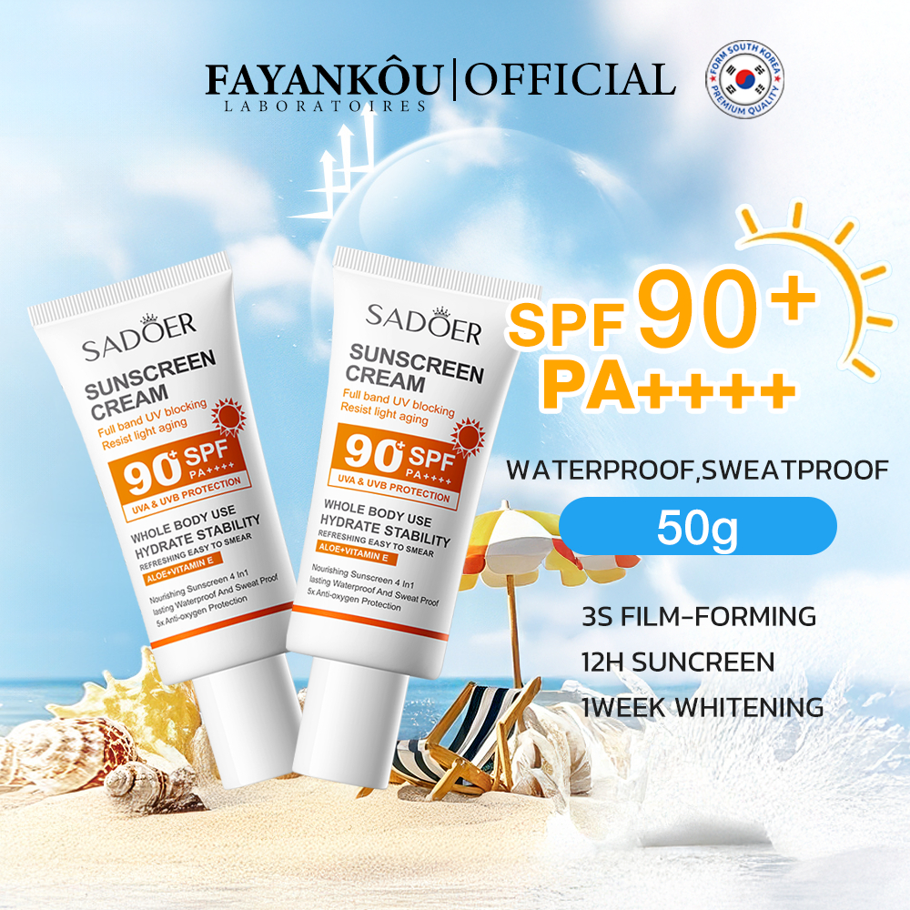 ครีมกันแดด SPF90+ PA+++ Long Lasting Whitening Moisturizing Non Greasy 50g