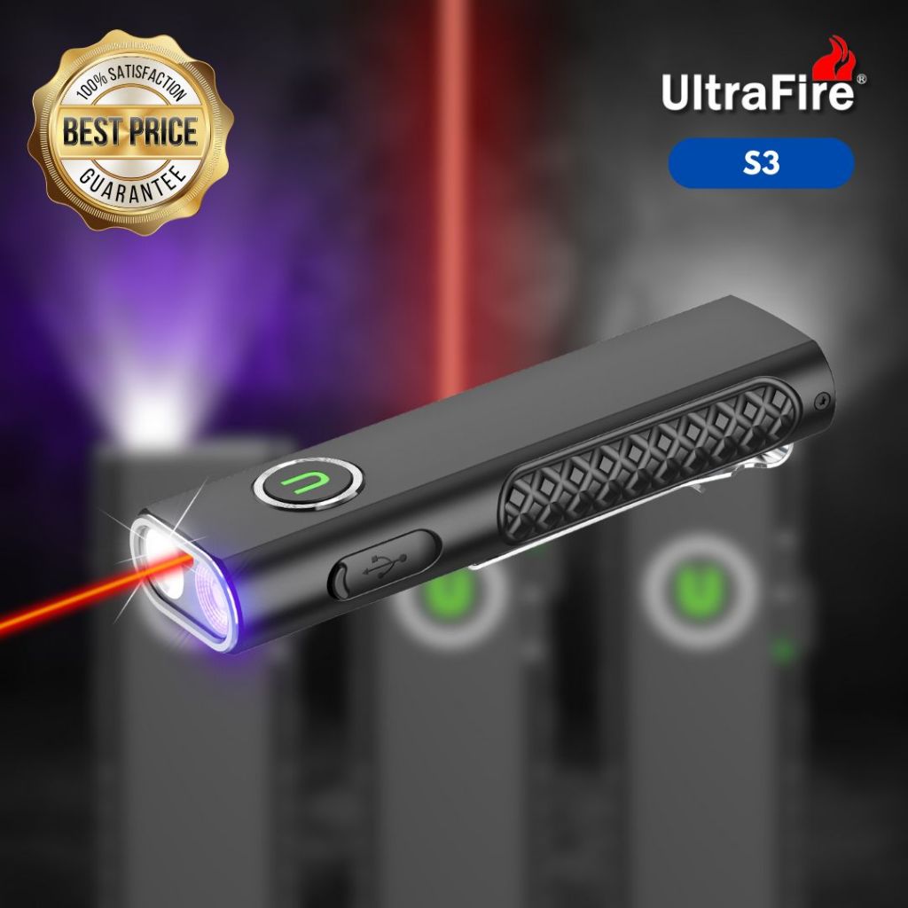 ไฟฉายเลเซอร์สีแดง UltraFire ไฟฉาย 3-in-1EDC S3 ความสว่าง 1,200 ลูเมน ...