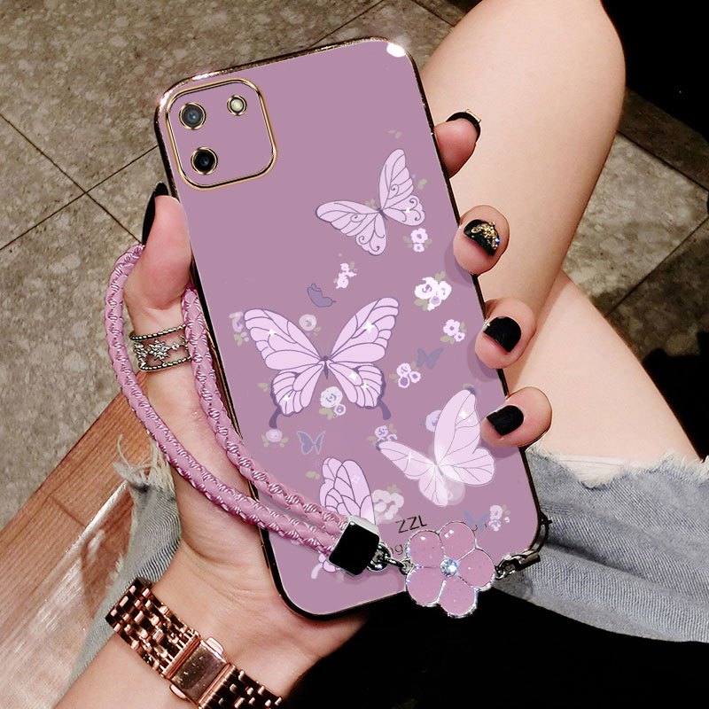 เคสสําหรับRealme c11 2020 c11 2021 ซิลิโคนนุ่มพร้อมลายผีเสื้อกัน