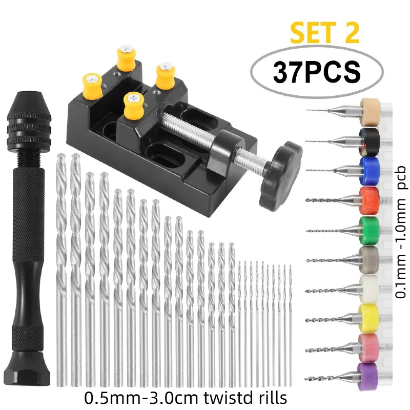 49PCS Hand-twist เจาะ Vise ชุด PCB Mini เจาะ Bits Cultural Play ชุด ...