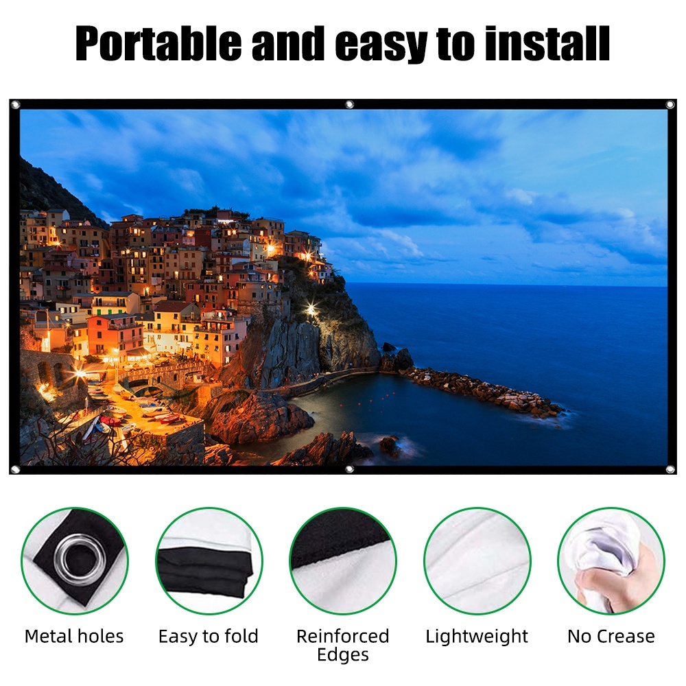 MODOFO Projector Screen จอโปรเจคเตอร์ 3D HDพกพาสําหรับโฮมเธียเตอร์60/84 ...