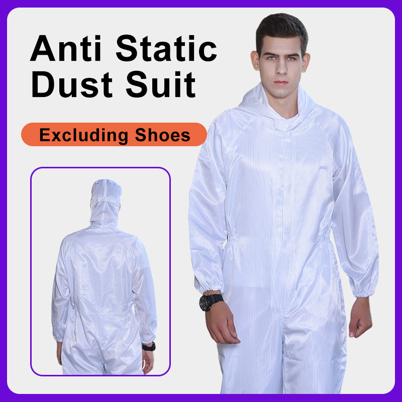 ห้องสะอาด Overall Jumpsuit Coverall ESD PPE Suit Washable Reusable Anti ...