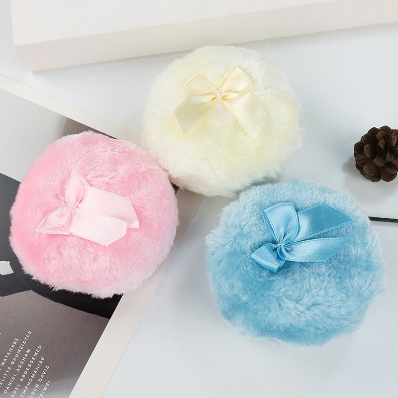 Body Powder Puff Ultra Soft Round Makeup Powder Puff with Ribbon Bow ...