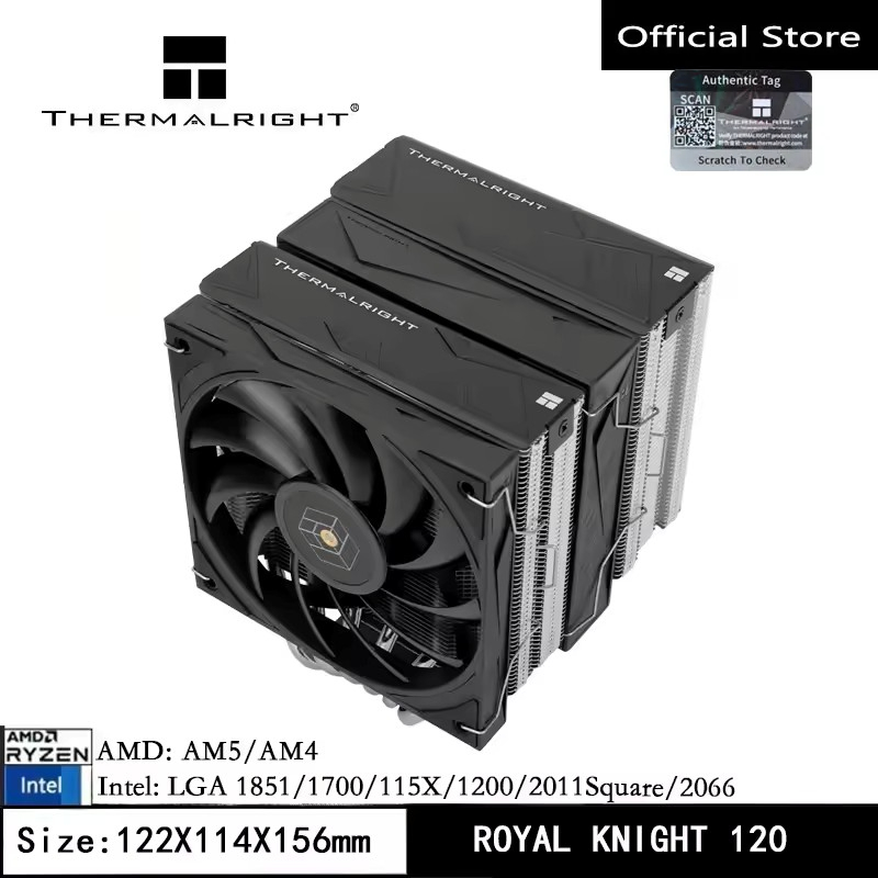 Thermalright Royal Knight 120 CPU Air Cooler 6 ท่อความร้อนแชสซีฮีทซิงค์ PC Cooling Dual Towers พัดลมคู่สําหรับ AM4/AM5/Intel LGA 1700/1851/1150/1151/1200