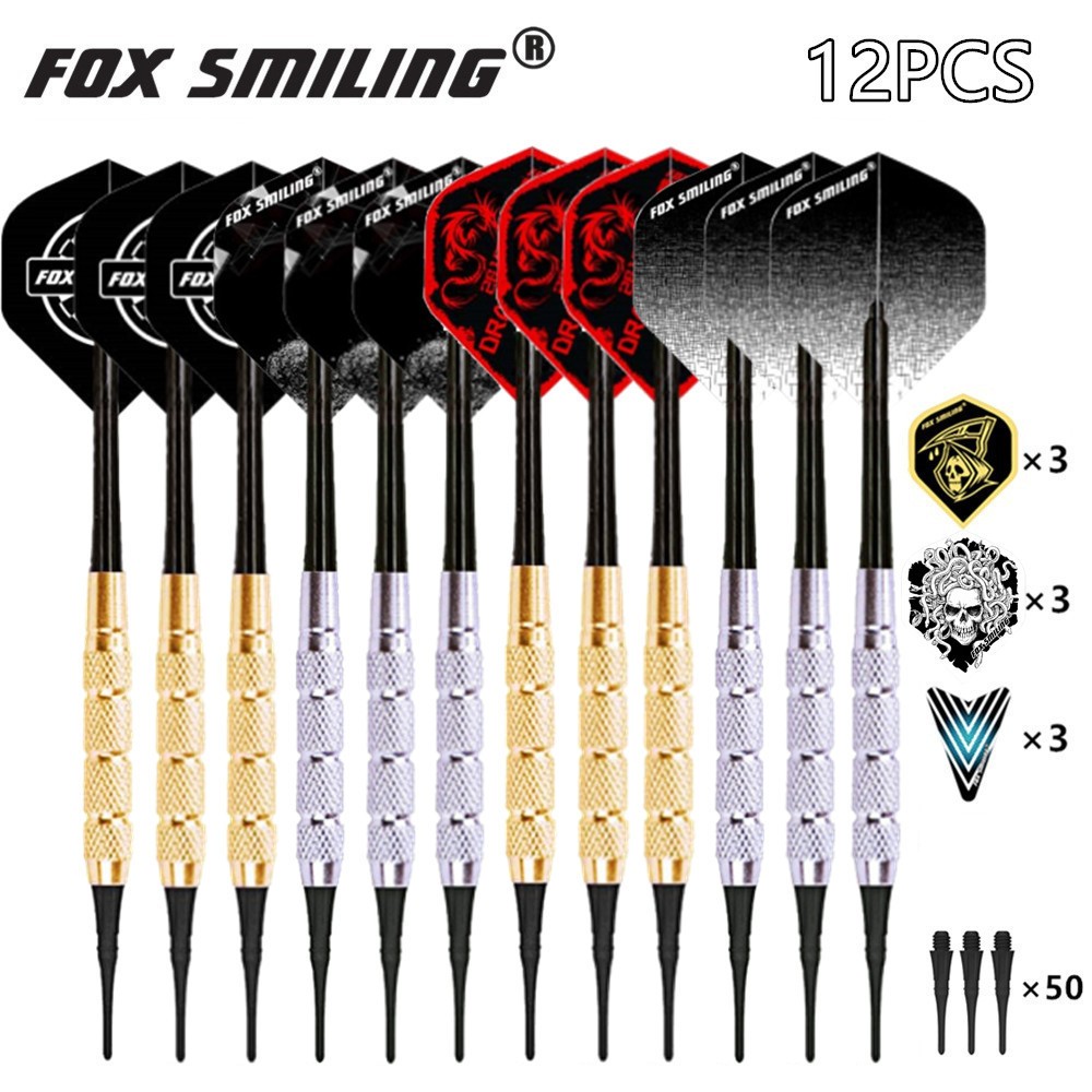 12PCS Dart Pin 18g อิเล็กทรอนิกส์ Soft Tip ลูกดอก 9 ชิ้นเที่ยวบิน, 50 ...