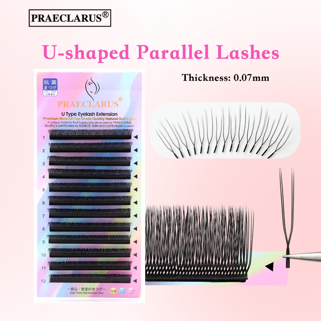 PRAECLARUS U ประเภท Parallel Eyelash Extension ความหนา 0.07 มม.Handmade ...