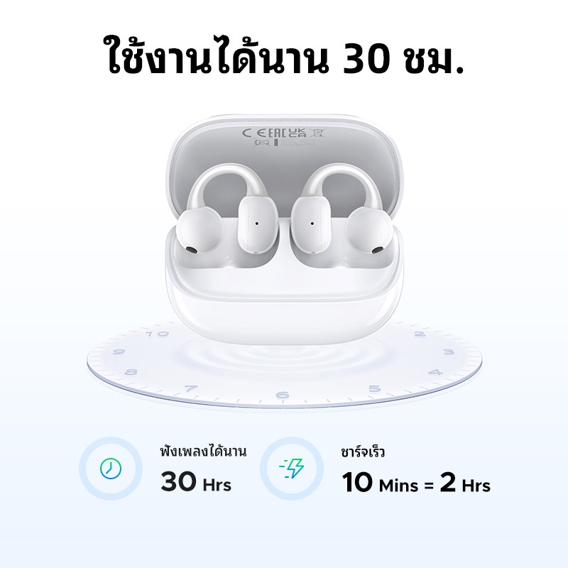 UGREEN Clipbuds Magic หูฟังบลูทูธคลิปหนีบ หน้าจอสัมผัสอัจฉริยะ Bluetooth 5.4 ความหน่วงต่ำ ใช้งานได้นาน 30 ชั่วโมง กันน้ำระดับ IPX5