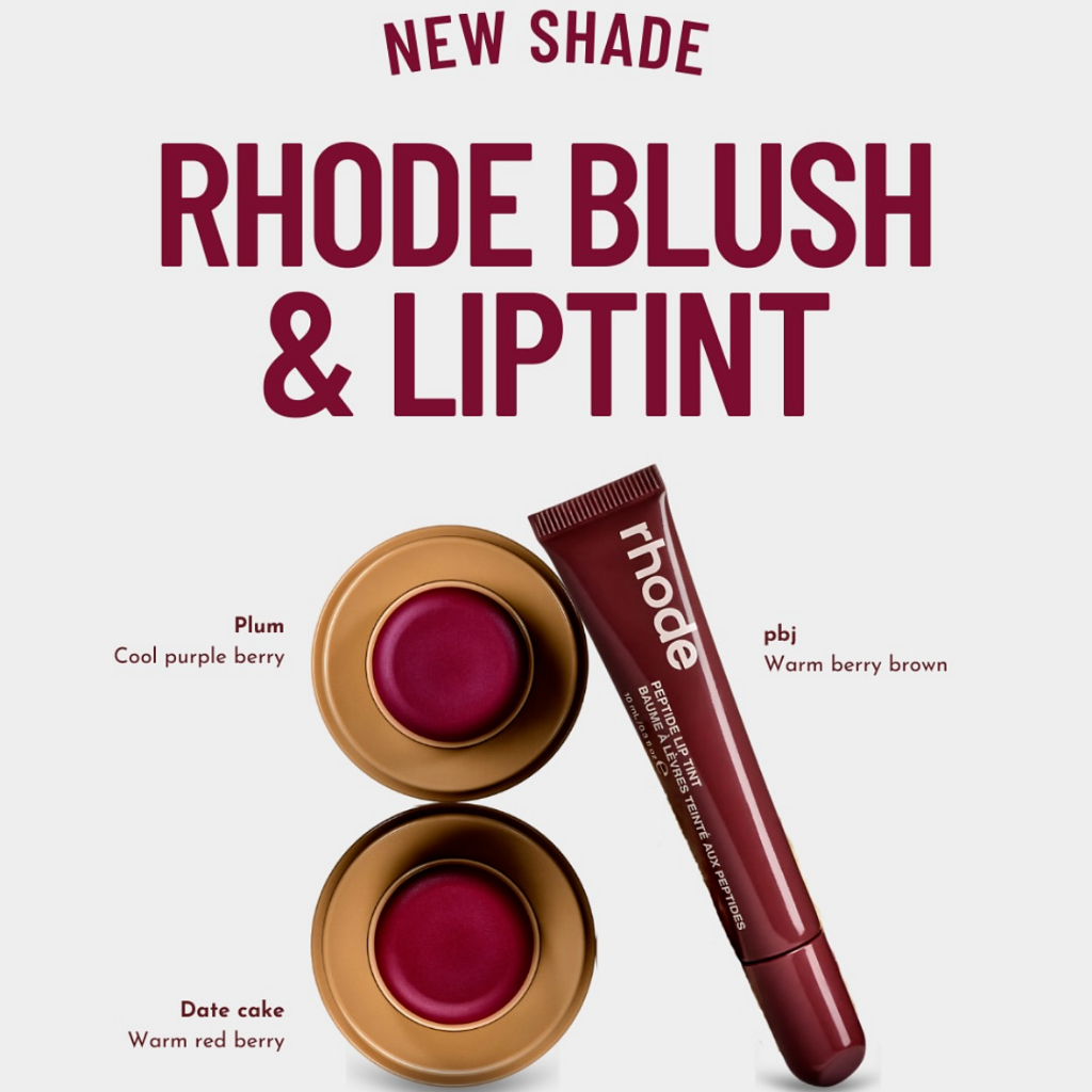 RHODE DATE CAKE ポケット ブラッシュ+ PBJリップ Rhode Peptide Lip Tint PBJ + Rhode Pocket Blush Plum / Date Cake