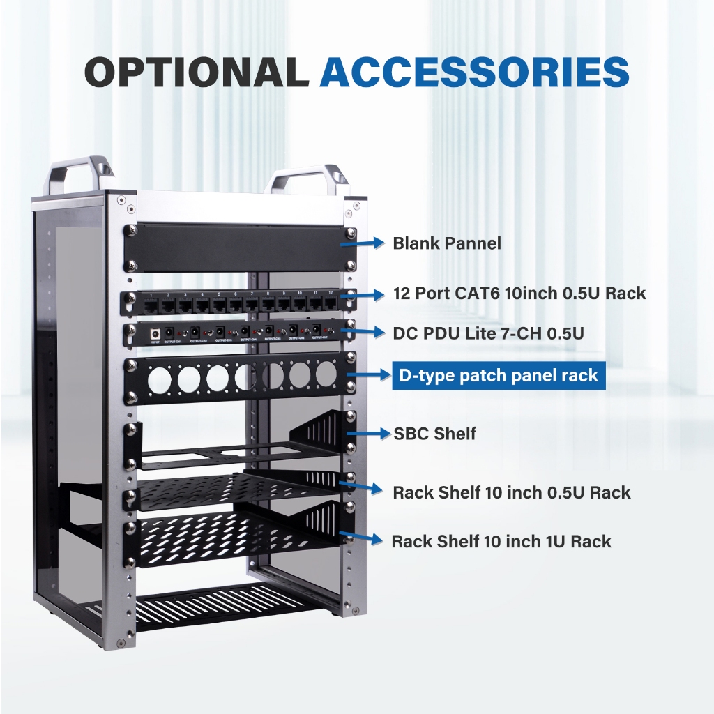 DeskPi Rackmate อุปกรณ์เสริม 10 นิ้ว 1U D-type Patch แผง Rack Mount 7D ...