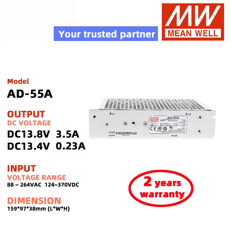 MEAN WELL AD-55A AD-55B แหล่งจ่ายไฟสลับ MEANWELL เอาต์พุตเดี่ยวพร้อม ...