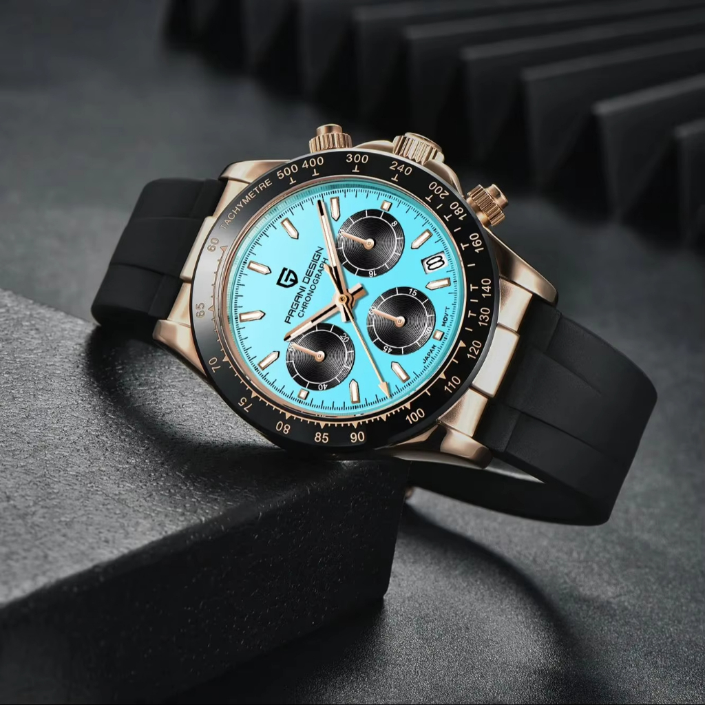 Pagani Design 40MM Men Quartz Watch Seiko VK63 Rainbow Bezel