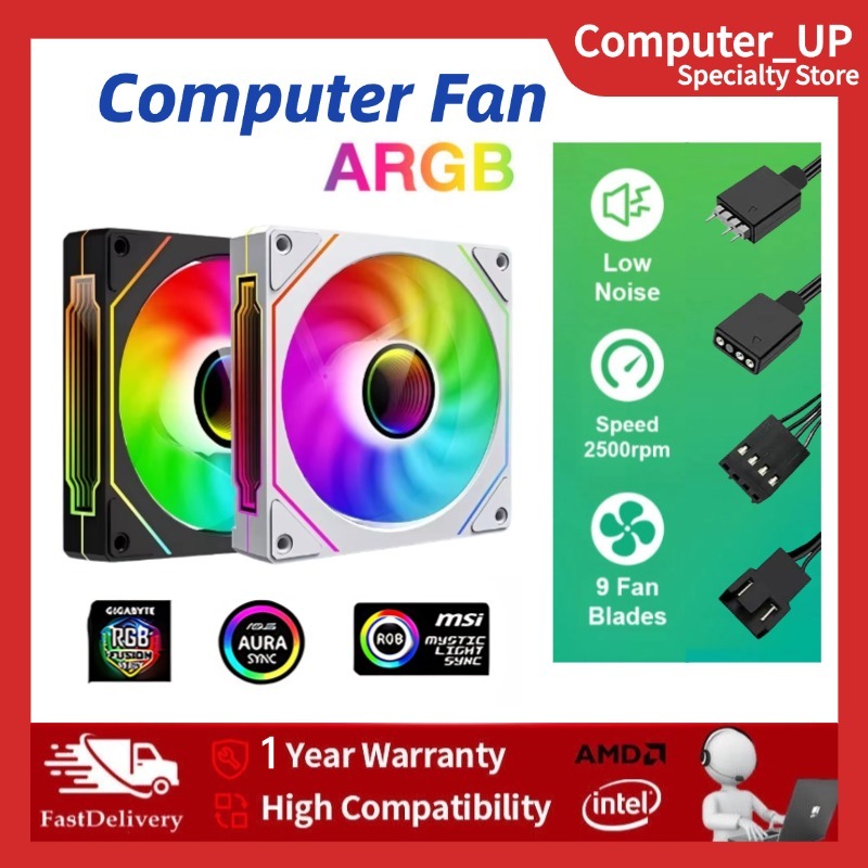 OEM 4PRO Computer Chassis Fan 12cm ARGB 4 Pin PWM Quiet Cooling Fan 12V ...