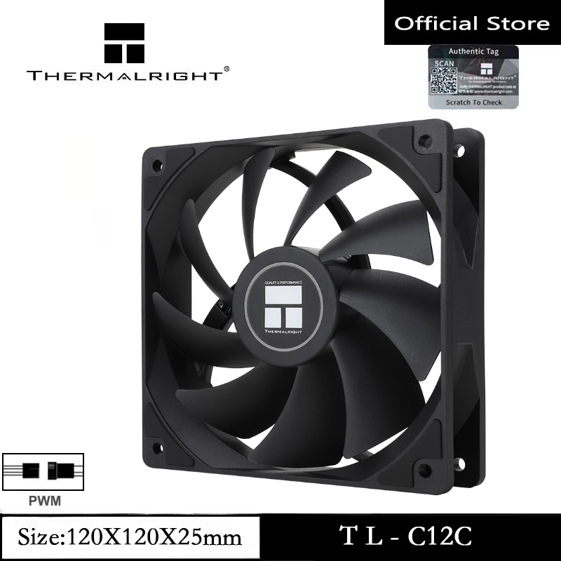 Thermalright TL-C12C พัดลม CPU 12 ซม.พัดลมแชสซี 1550RPM 4pin PWM เงียบพัดลม Cooler พัดลม S-FDB แบริ่ง CPU พัดลมระบายความร้อน