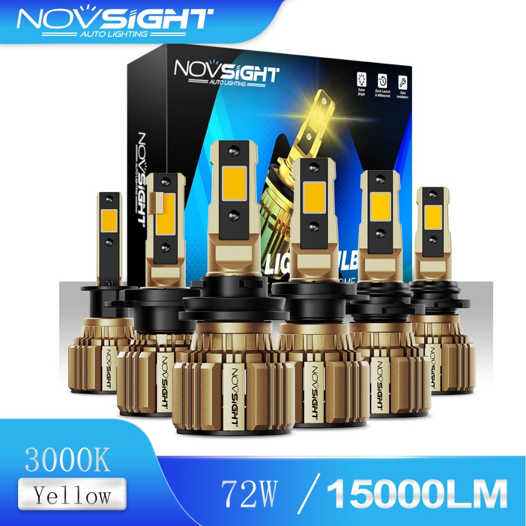Novsight หลอดไฟหน้ารถยนต์ 3000K สีเหลือง 15000Lm 72W Car Led Headlight ...