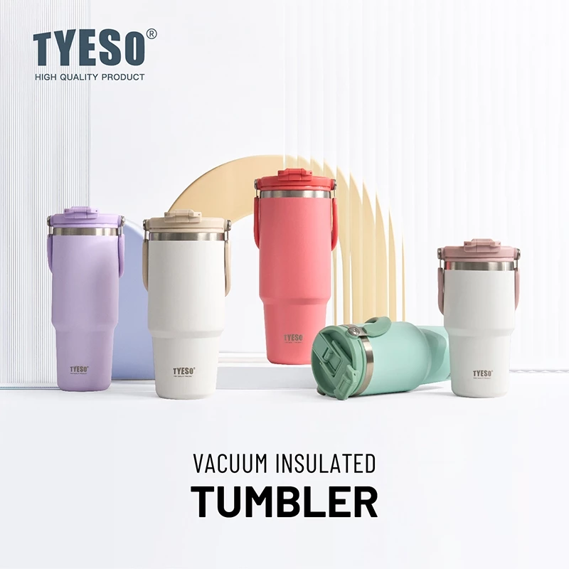 TYESO 01-01022/23/24/25/26 600ML/750MTumbler พร้อมที่จับ,ขวดน้ําฉนวนสุญญากาศพร้อมฝาปิด 2-in-1 และฟาง,ถ้วยกาแฟสแตนเลสผนังคู่แก้วเดินทางป้องกันการรั่วพลิก thumbnail 9