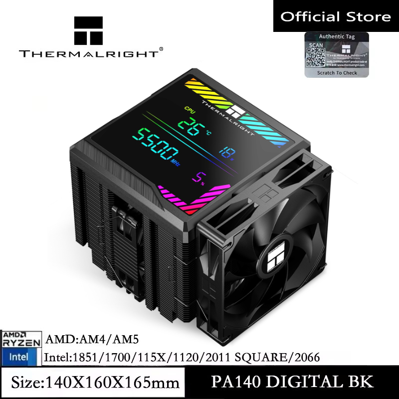 Thermalright PA140 Digital CPU Air Cooler จอแสดงผล LCD 6 ท่อความร้อน Dual Tower PC Cooling พัดลมคู่สําหรับ AM5 AM4 Intel LGA1851/2011/2066